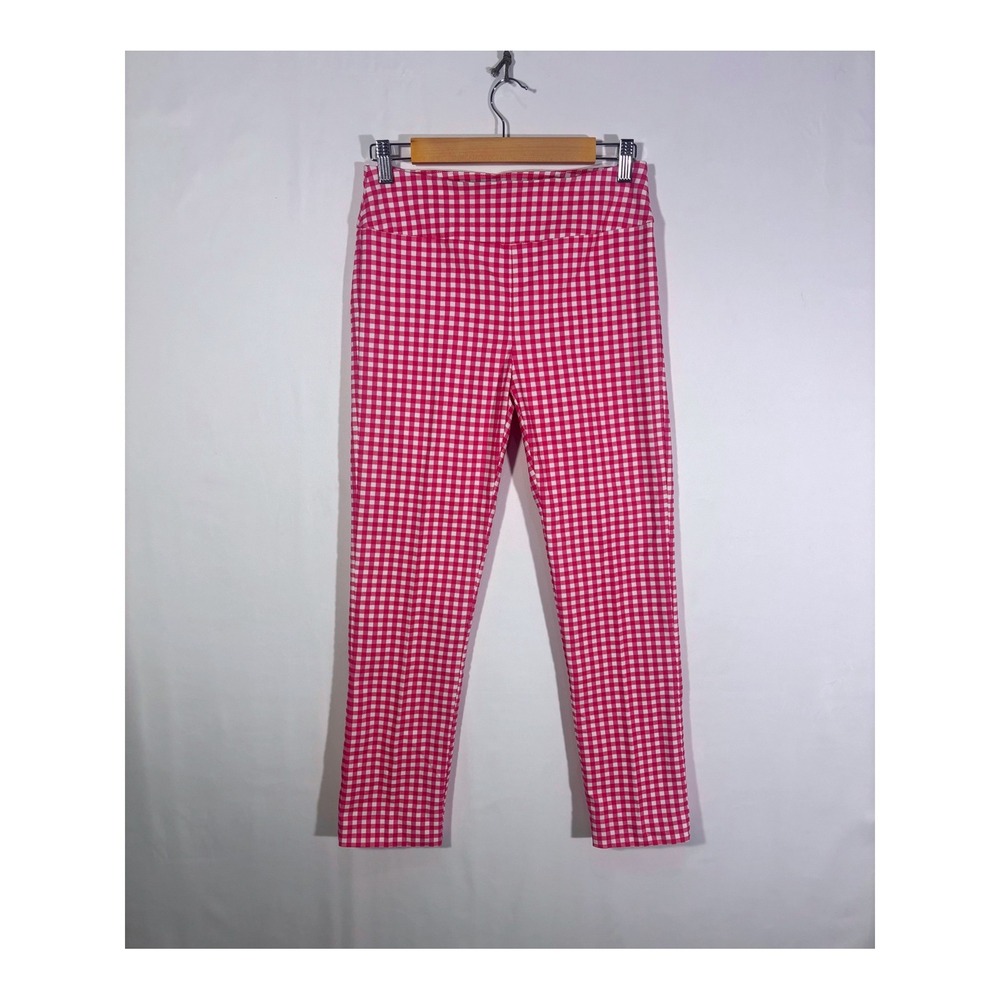 Preppy Gingham Elliott Lauren Ankle Pants Women 4 Pink - Picture 2 of 7